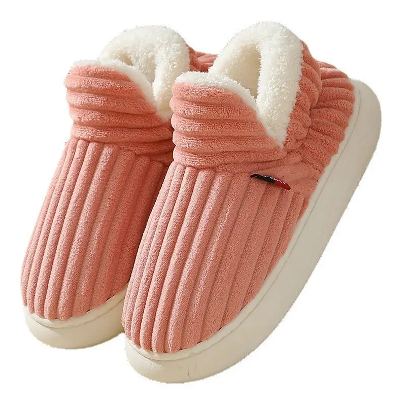 High-Heeled Cotton Slippers Export Cross-Border Velvet Home Non-Slip Confinement Shoes Indoor Warm Shoes Women's Cotton Shoes Men's Models