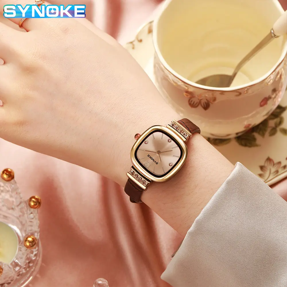 Synoke Women's Square Watch with Diamond Strap