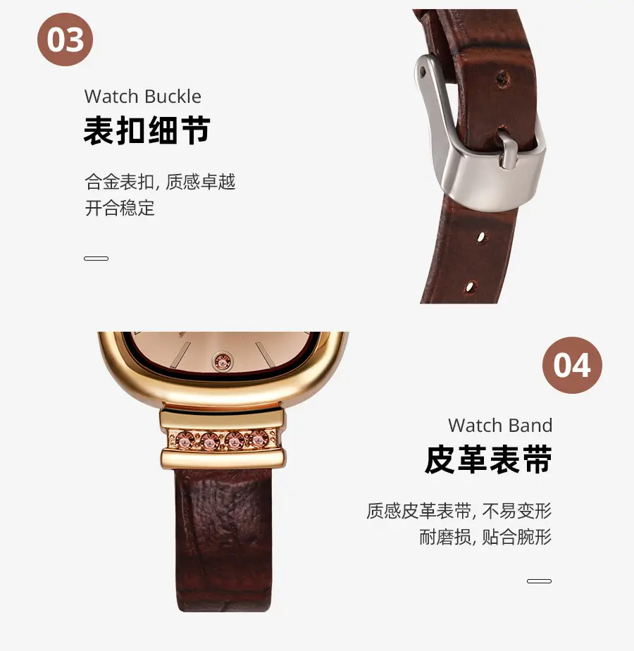 Synoke Women's Square Watch with Diamond Strap — feature 11