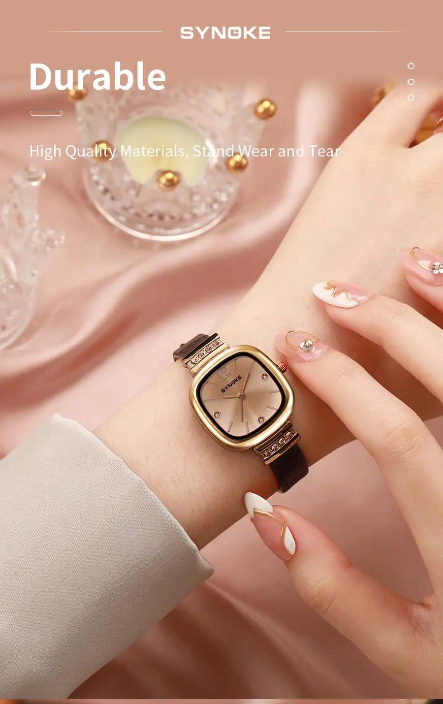 Synoke Women's Square Watch with Diamond Strap — feature 22