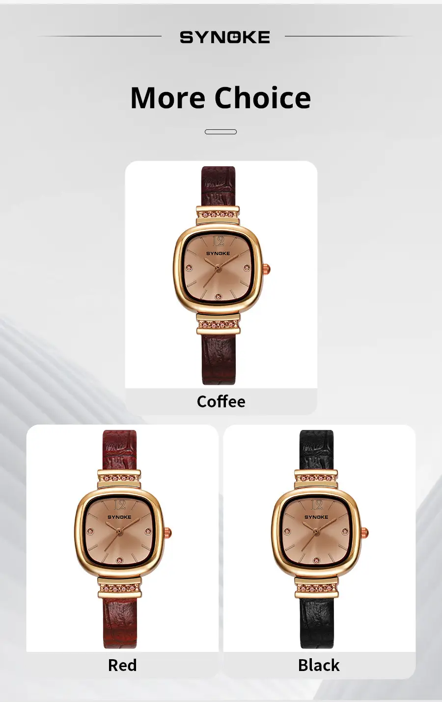 Synoke Women's Square Watch with Diamond Strap — feature 28