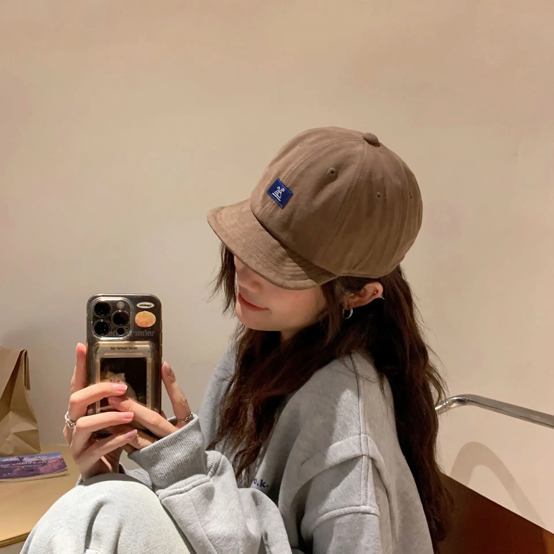 Red Vintage Baseball Cap for Men Women Patch Big Head Hat - Image 5