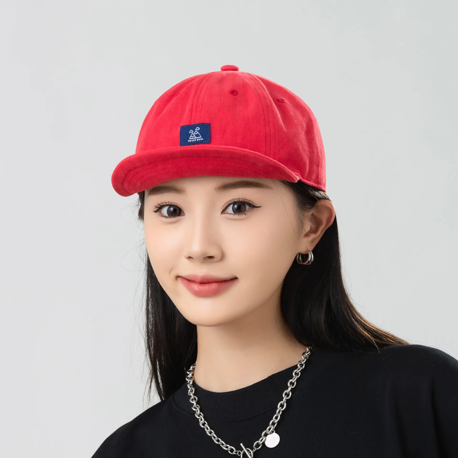 Red Vintage Baseball Cap for Men Women Patch Big Head Hat - Image 8