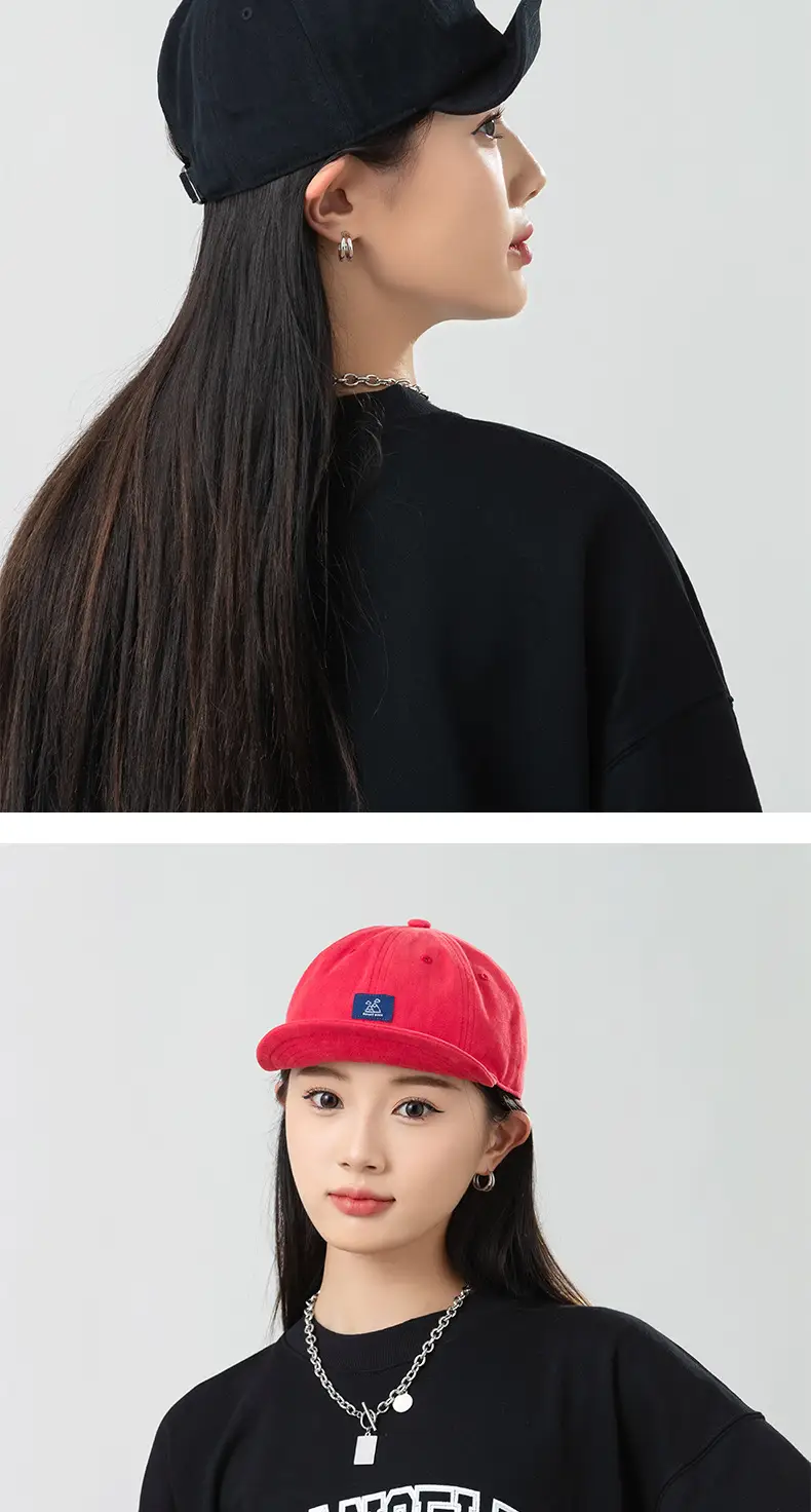 Red Vintage Baseball Cap for Men Women Patch Big Head Hat — feature 16