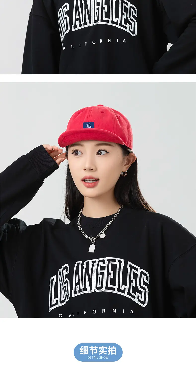 Red Vintage Baseball Cap for Men Women Patch Big Head Hat — feature 17