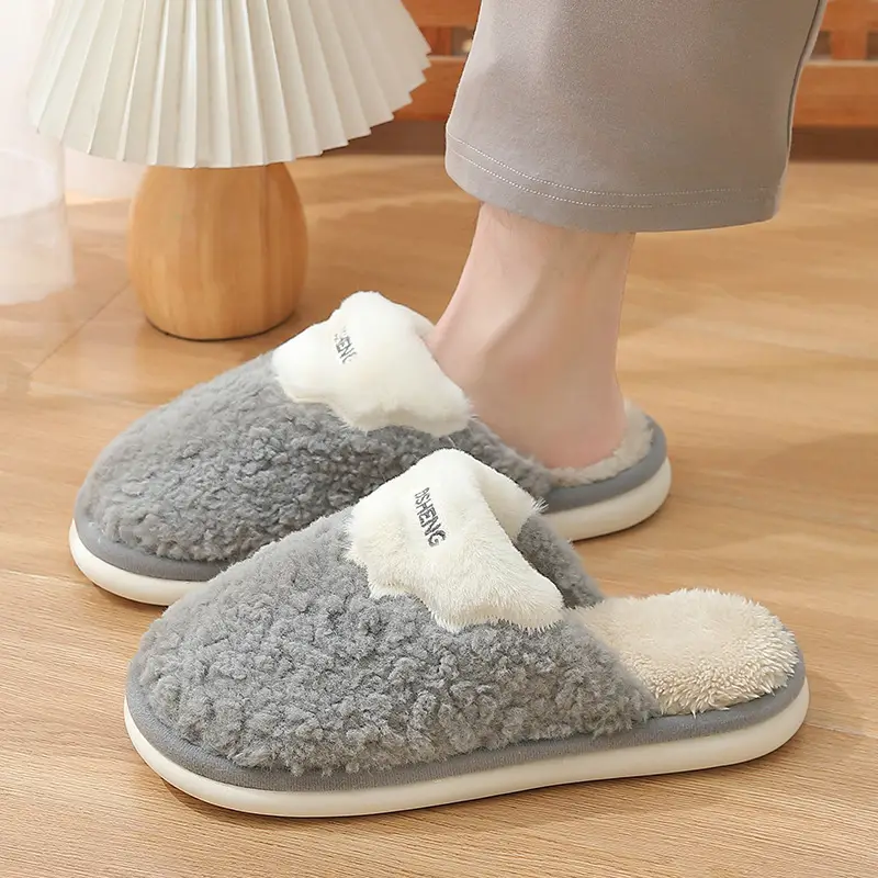 Home Cotton Slippers for Men, Winter Indoor Household Wool Slippers for Men, Fleece-Lined to Heattech, Autumn and Winter Plush Cotton Slippers for Women, Wholesale - Image 9