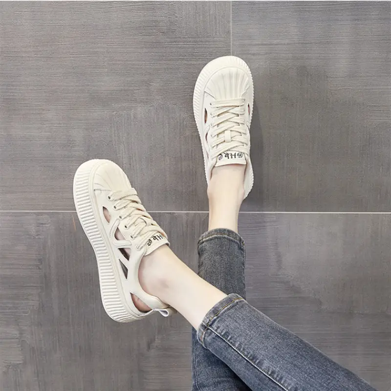 Women White Hollow Sandal Sports Shoes Low Heel 2023 - Image 5