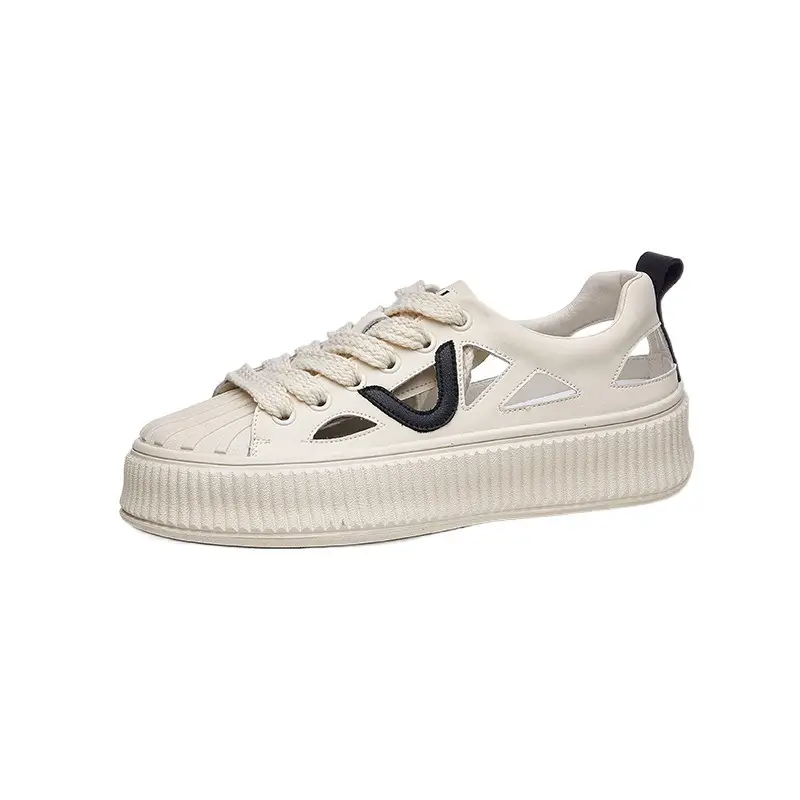 Women White Hollow Sandal Sports Shoes Low Heel 2023 - Image 7