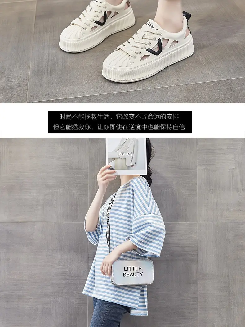 Women White Hollow Sandal Sports Shoes Low Heel 2023 — feature 10