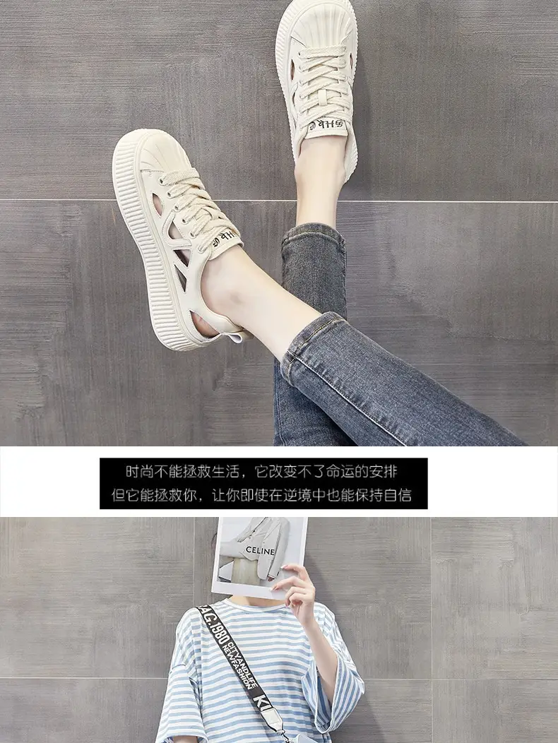 Women White Hollow Sandal Sports Shoes Low Heel 2023 — feature 13