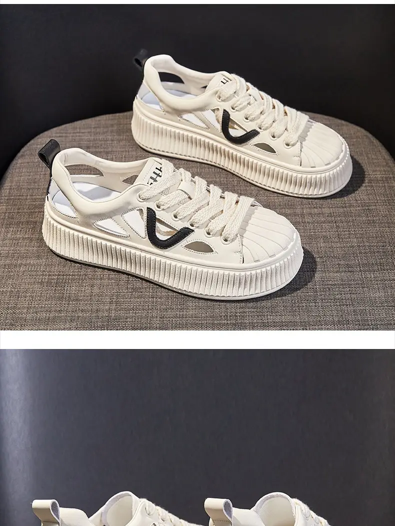 Women White Hollow Sandal Sports Shoes Low Heel 2023 — feature 16