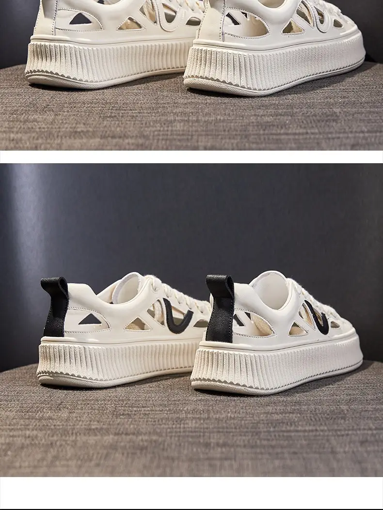 Women White Hollow Sandal Sports Shoes Low Heel 2023 — feature 17
