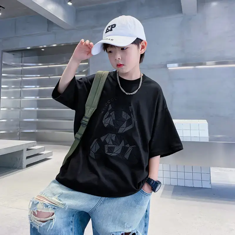 Trendy Boys Black Cotton Short Sleeve T-Shirt Summer 2026 - Image 4
