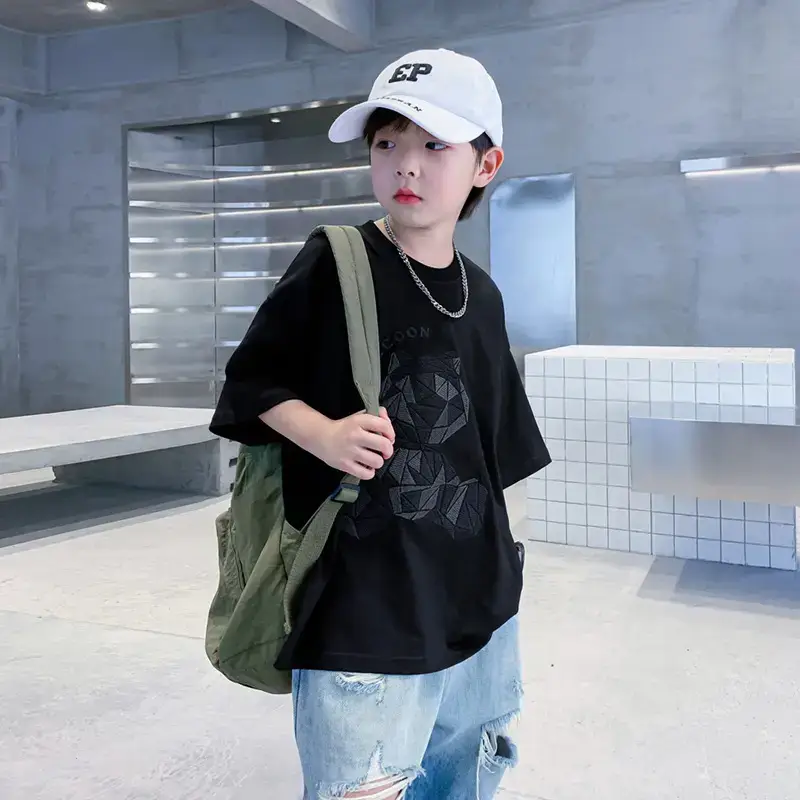 Trendy Boys Black Cotton Short Sleeve T-Shirt Summer 2026 - Image 5