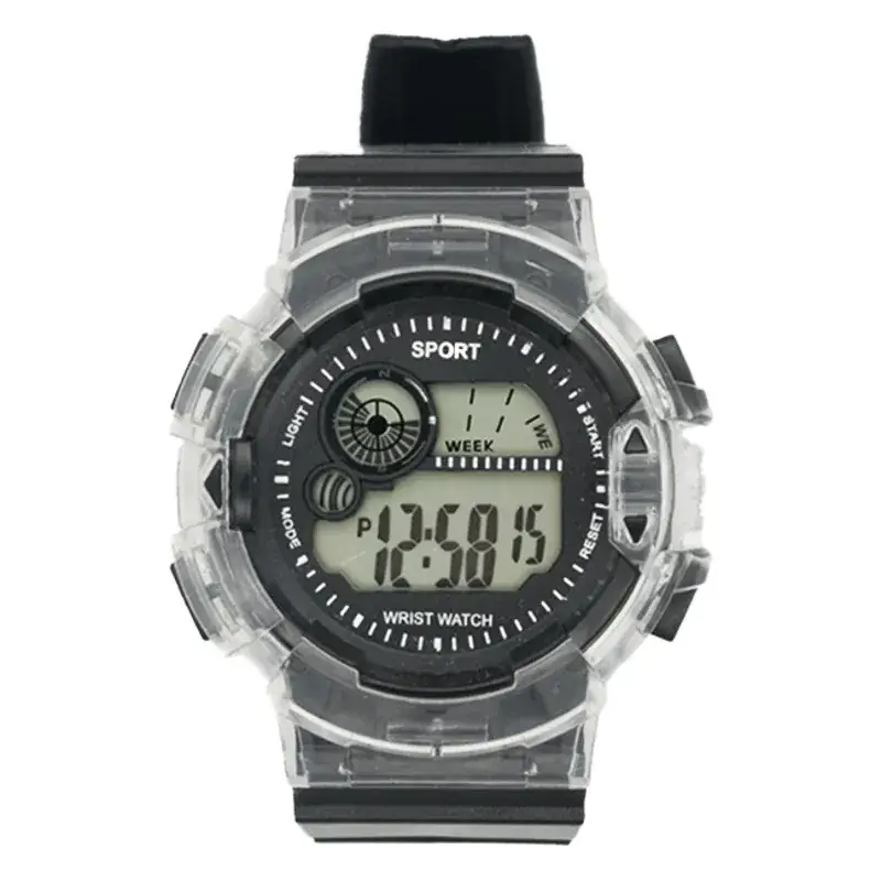 Kids Digital Sport Watch Black Clear Case