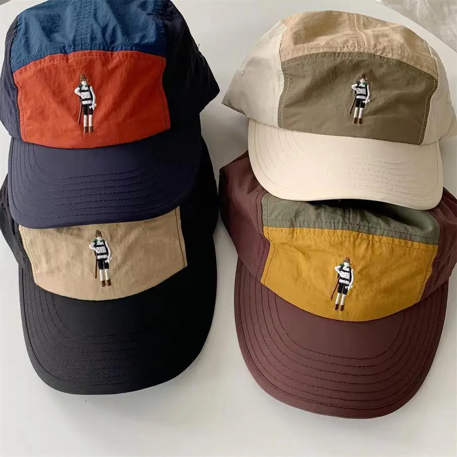 Japanese Stitched Women's Peaked Cap Brown Yellow - Image 6