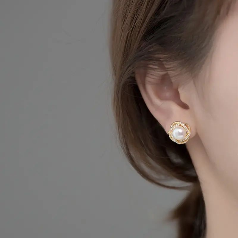 Natural Pearl Cross Earrings S925 Gold High End - Image 6