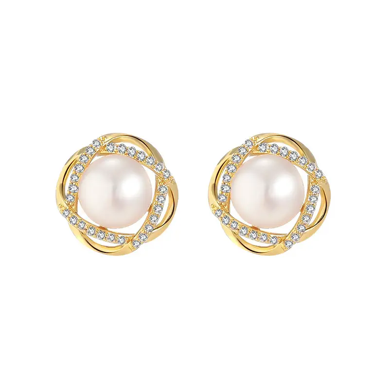 Natural Pearl Cross Earrings S925 Gold High End - Image 7
