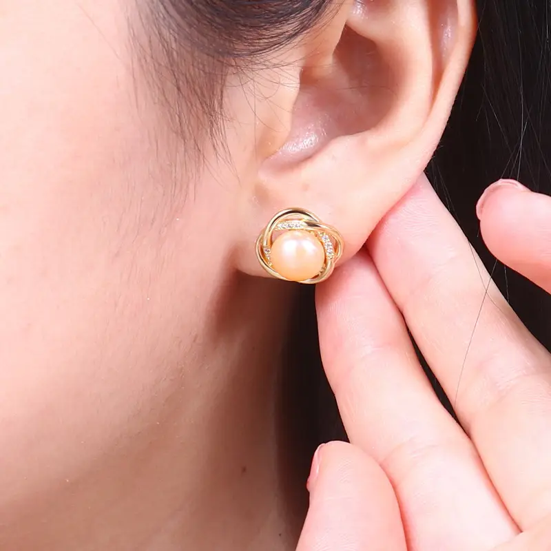 Natural Pearl Cross Earrings S925 Gold High End — feature 4