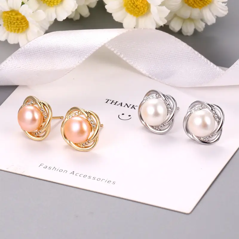 Natural Pearl Cross Earrings S925 Gold High End — feature 7