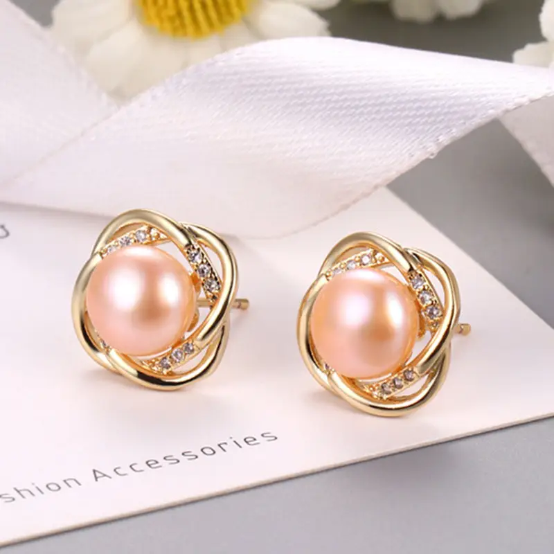 Natural Pearl Cross Earrings S925 Gold High End — feature 9