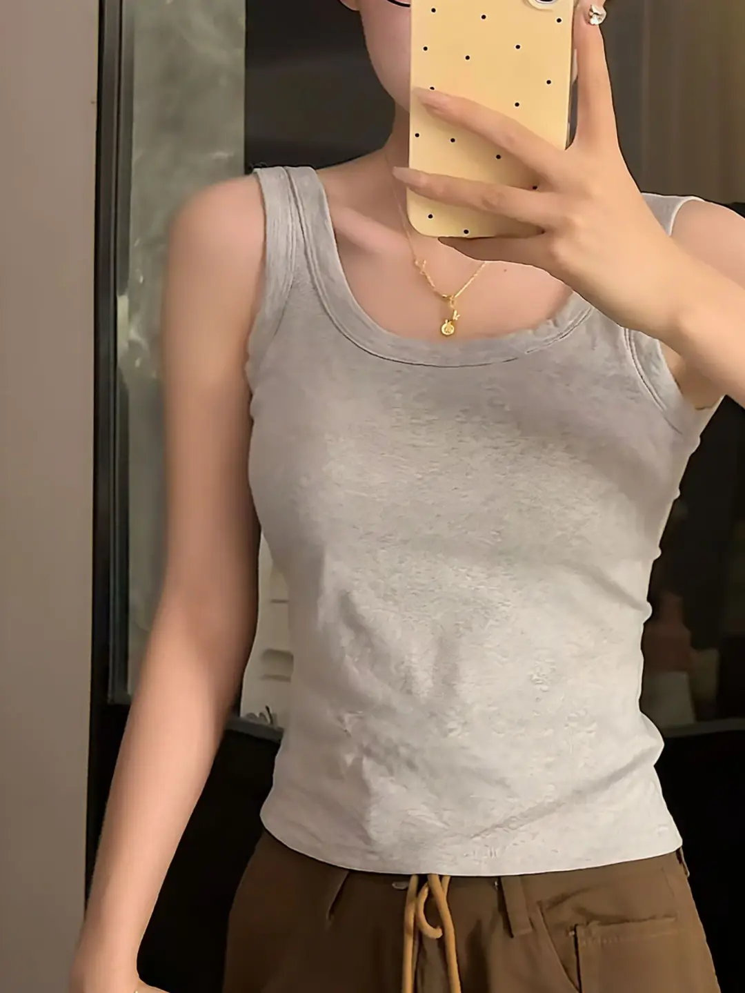 Solid Color Vest Sling Women's Comes with Chest Pad Fixed Cup Vest Covering Paramilia All-match Inner Wearing Simple Vest