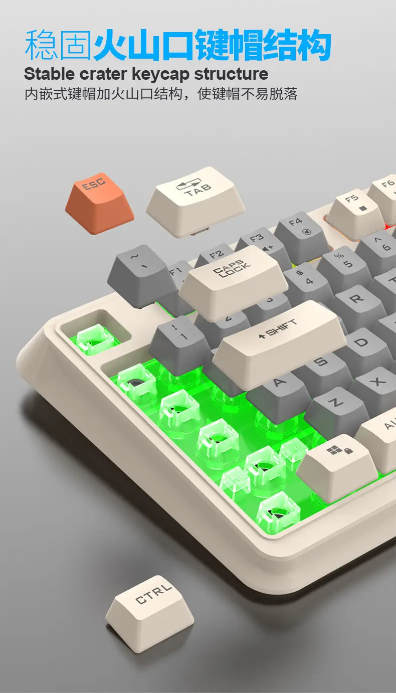 Xuan Silver Fox K82 Gaming Wired Keyboard Three-Color Luminous Mechanical Feel Desktop Computer Accessories Cross-Border Private Model — feature 9