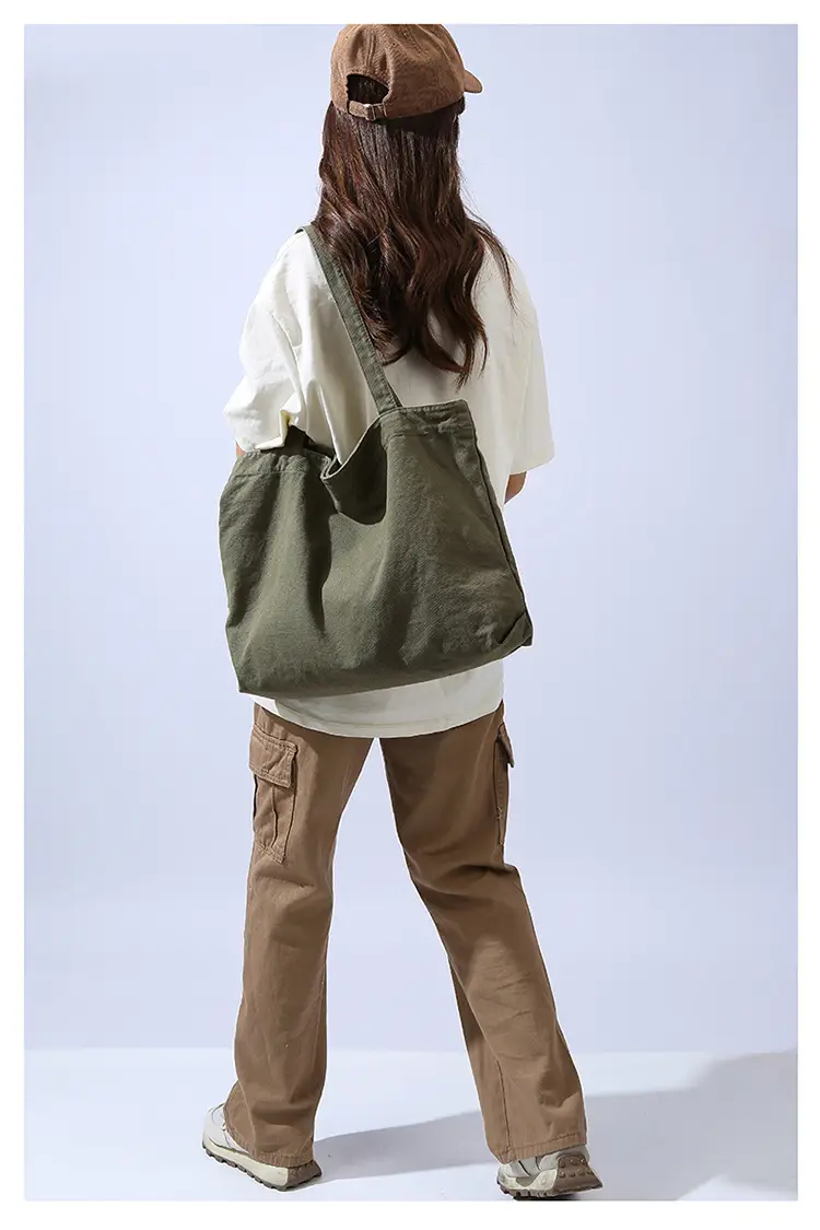 Large Capacity Canvas Tote Bag Women Olive Green — feature 17