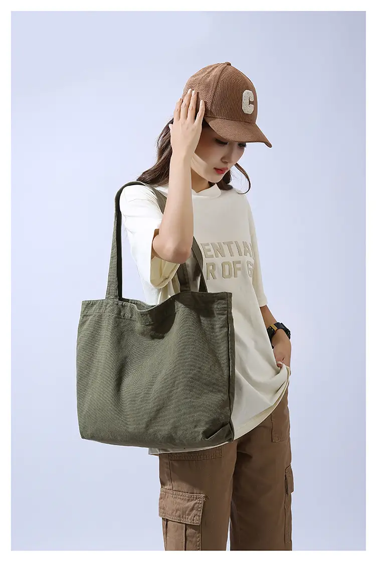 Large Capacity Canvas Tote Bag Women Olive Green — feature 18