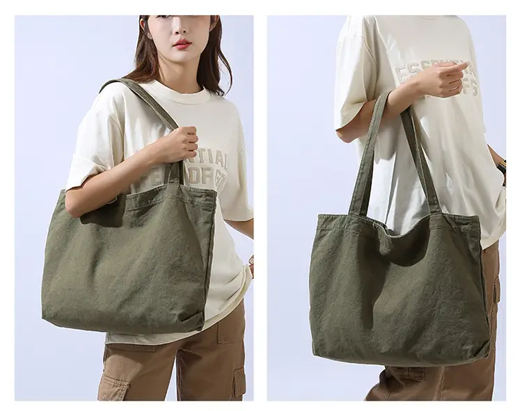 Large Capacity Canvas Tote Bag Women Olive Green — feature 19