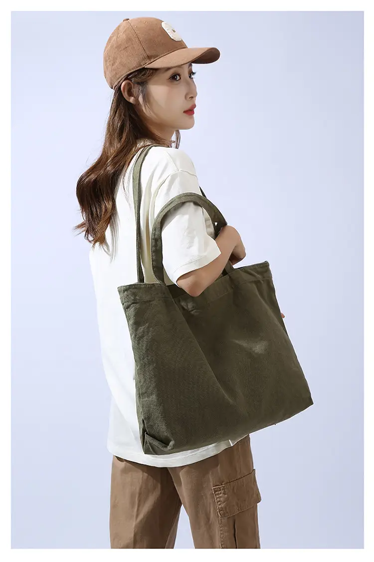 Large Capacity Canvas Tote Bag Women Olive Green — feature 22