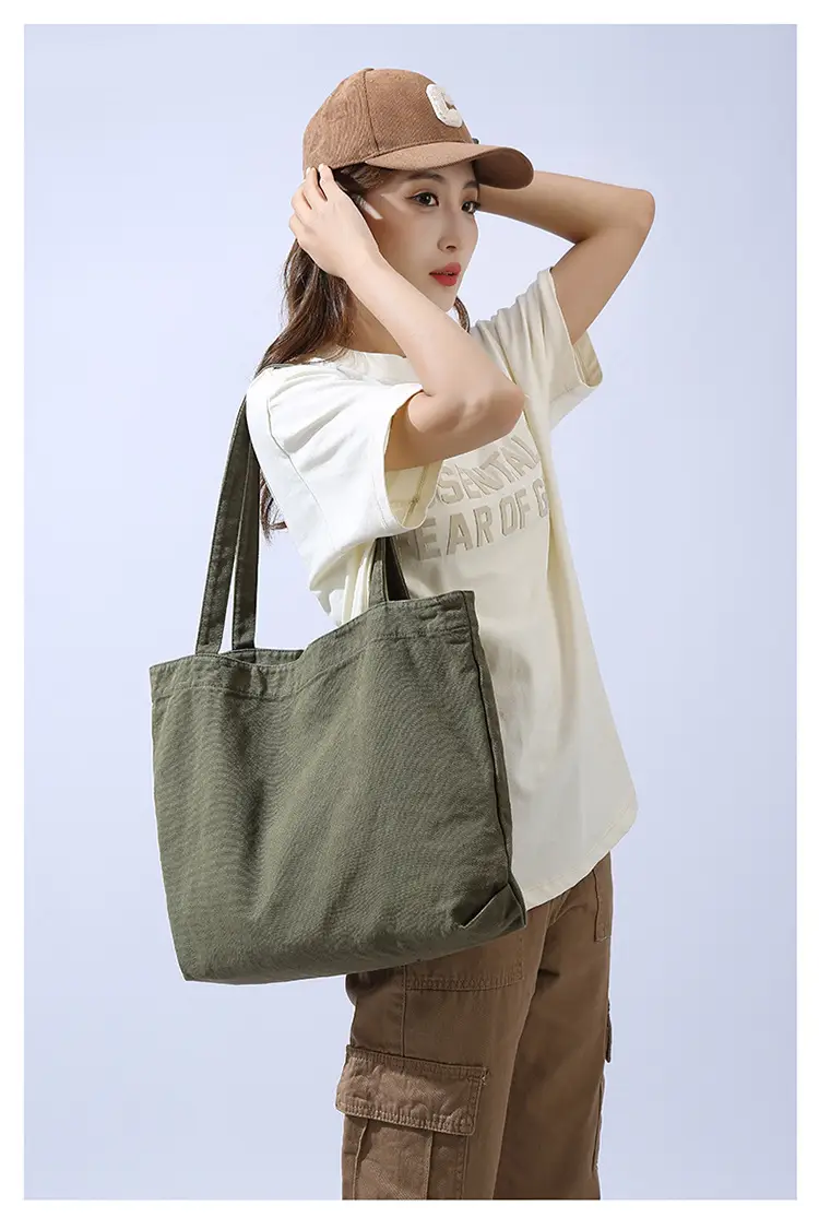 Large Capacity Canvas Tote Bag Women Olive Green — feature 23
