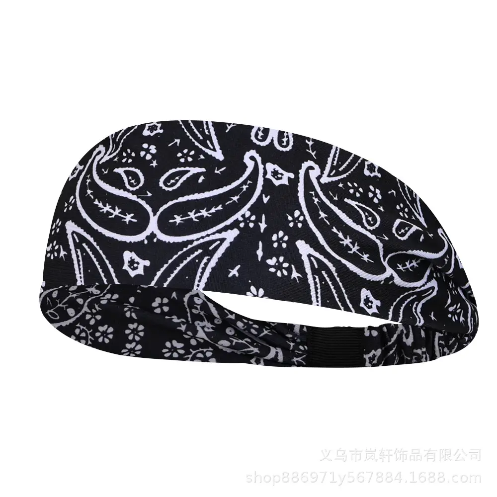 Women Printed Paisley Hair Band White Black Vintage — feature 20
