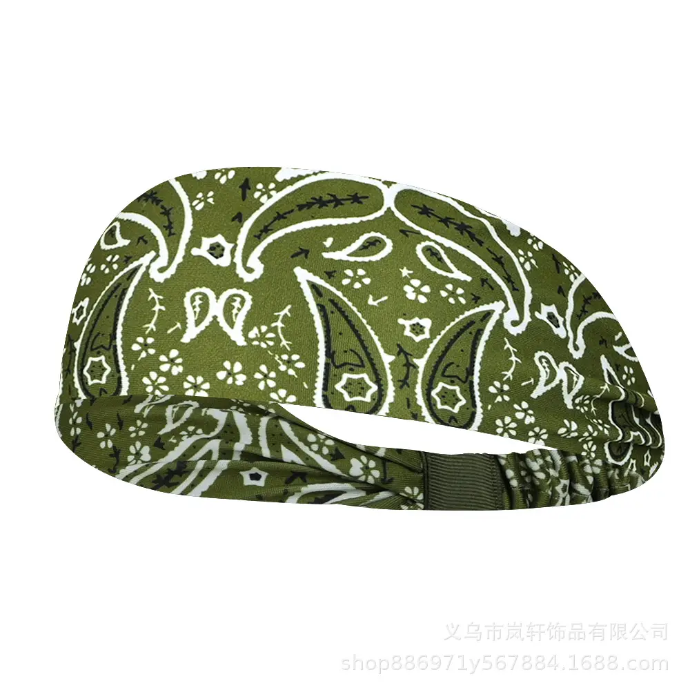Women Printed Paisley Hair Band White Black Vintage — feature 21