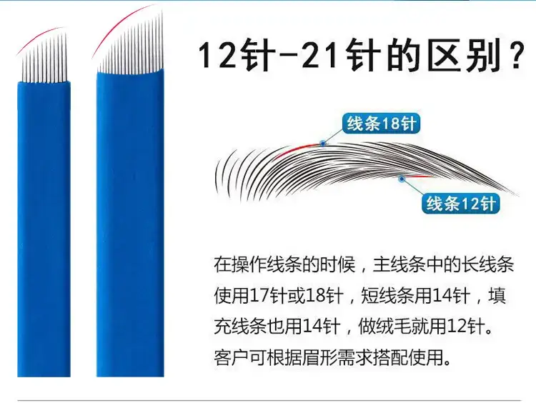 Blue Leather Semi-Permanent Tattoo Needle 18-Needle Arc U Shaped — feature 8