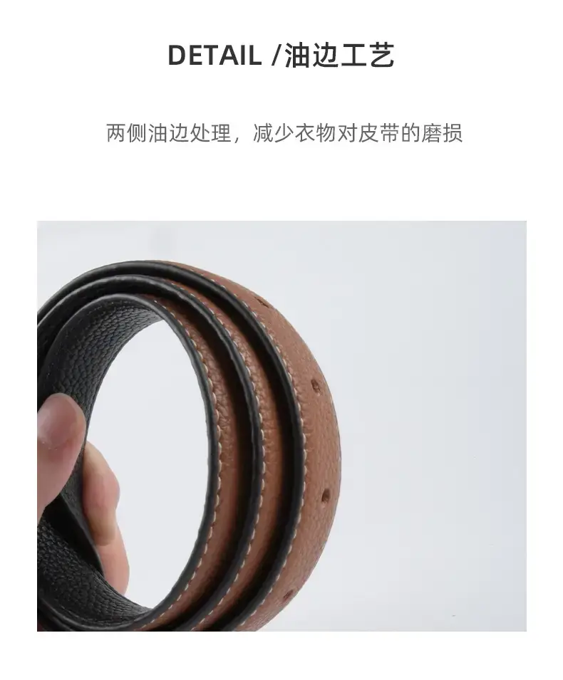Women's Litchi Green Genuine Leather Belt with Gold Logo β feature 8