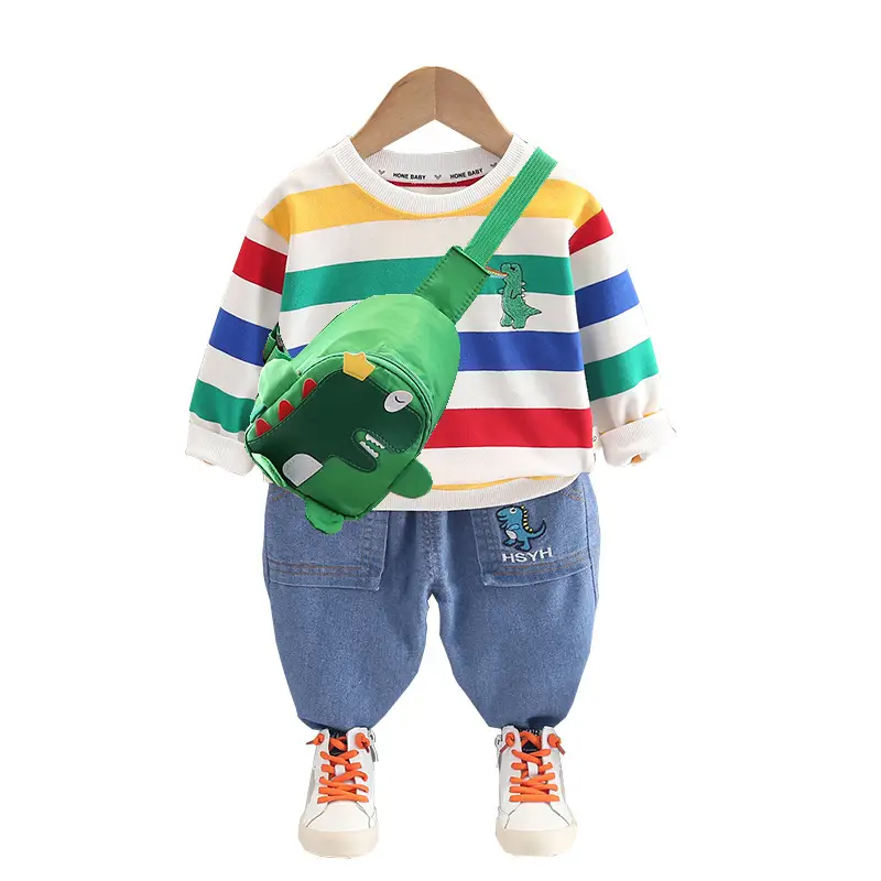 Children Striped T-Shirt Set Boys Blue Pants 2023 - Image 5