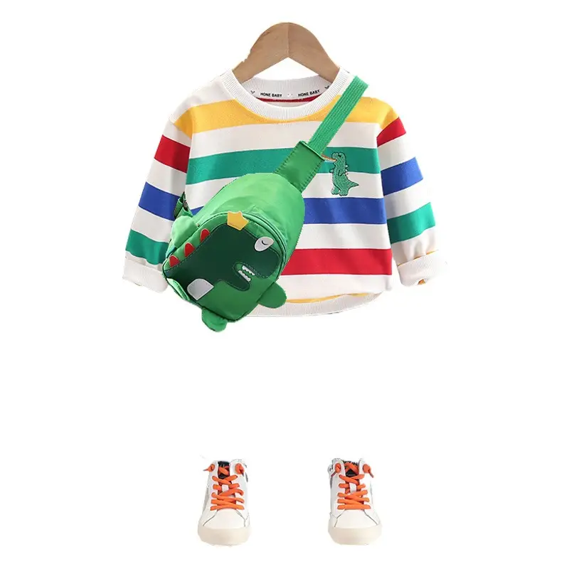 Children Striped T-Shirt Set Boys Blue Pants 2023