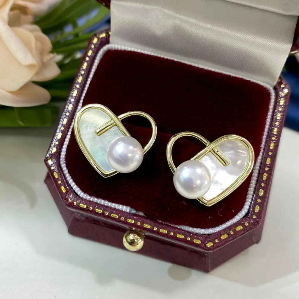 925 Gold Pearl Heart Earrings for Women — feature 8