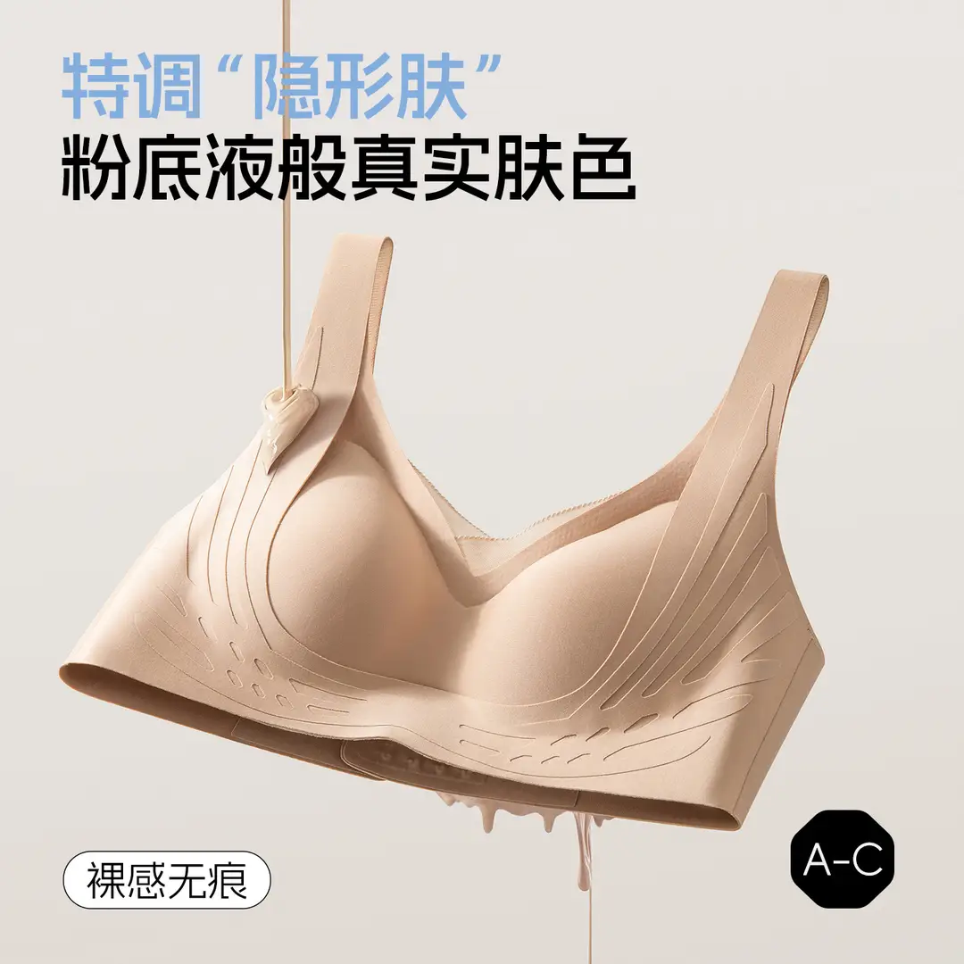 Underwear for Women, Thin Liquid Foundation Invisible Bra, Large Breasts Appear Smaller, Seamless Push-Up, Anti-Sagging, Large Size Bra