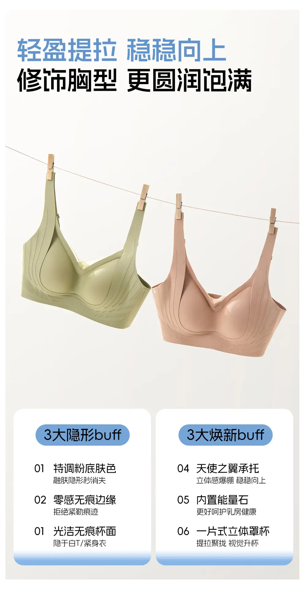 Underwear for Women, Thin Liquid Foundation Invisible Bra, Large Breasts Appear Smaller, Seamless Push-Up, Anti-Sagging, Large Size Bra — feature 6