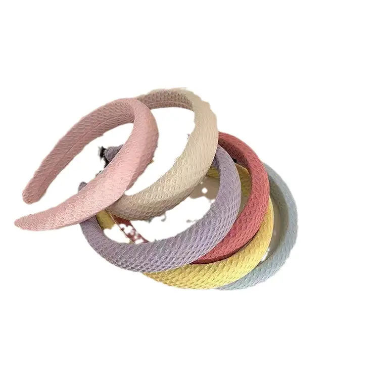 Yellow Textured Wide Hair Band for Girls