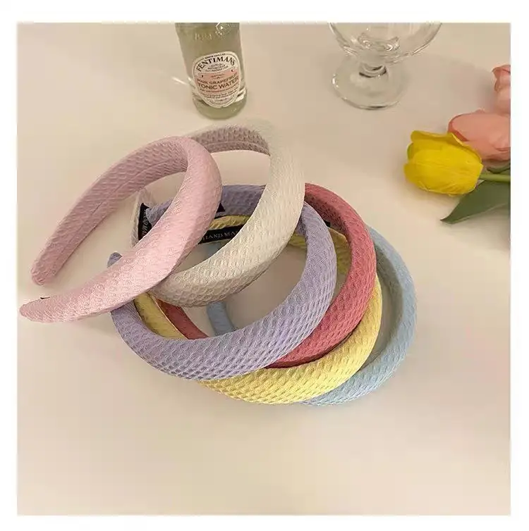 Yellow Textured Wide Hair Band for Girls — feature 1