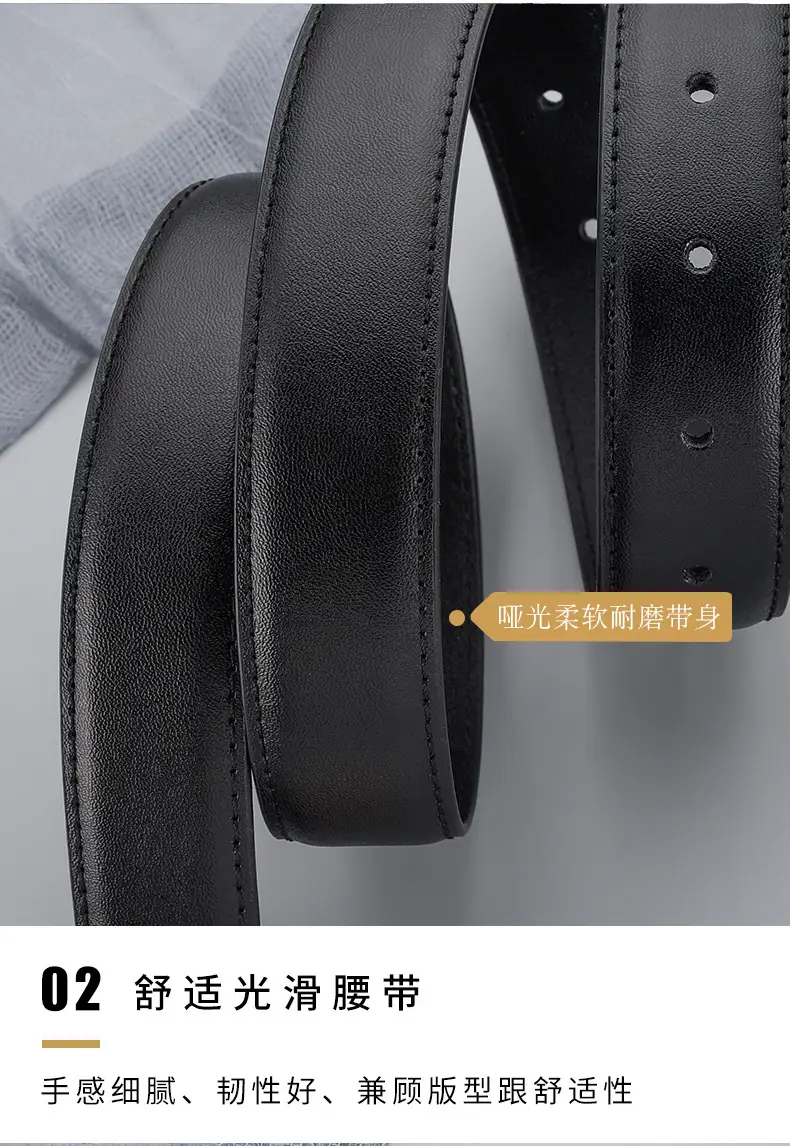 Women's Brown Cowhide Buckle Belt with Gold Plated Buckle — feature 13
