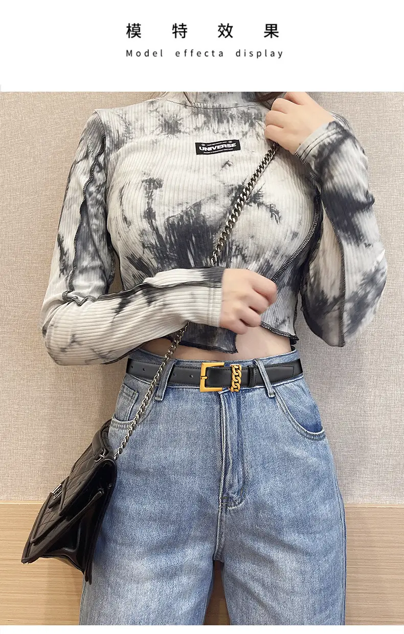 Women's Brown Cowhide Buckle Belt with Gold Plated Buckle — feature 2