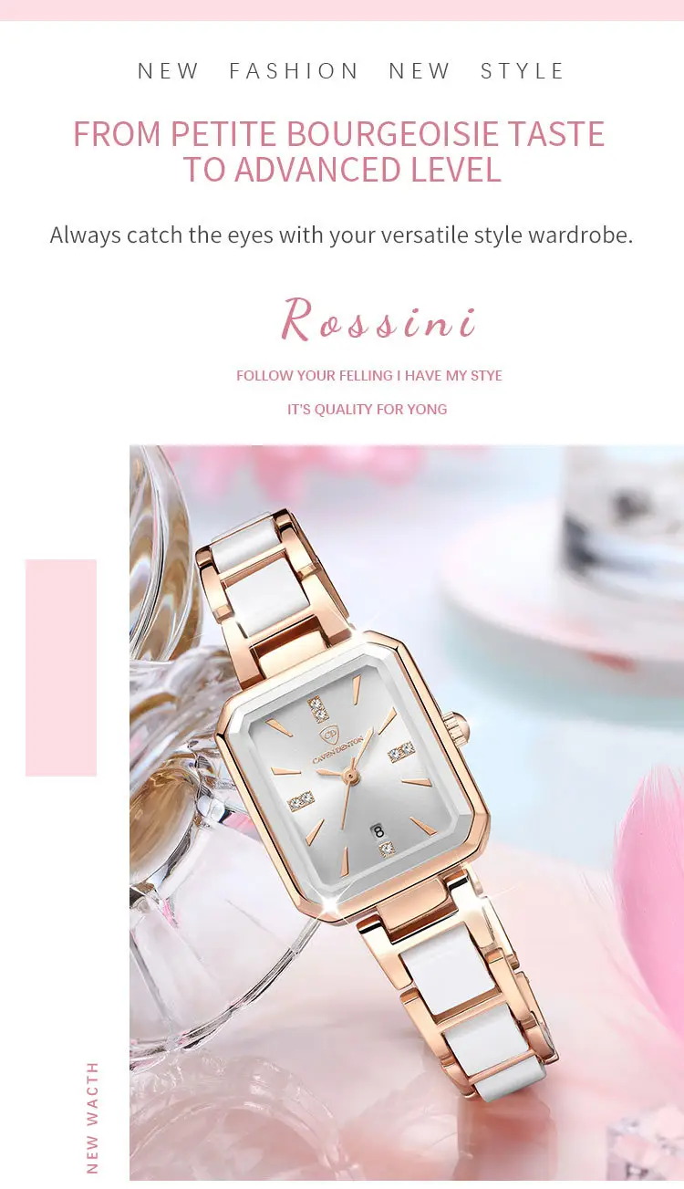 Luxury Quartz Women's Square Watch with Diamond Dial & Rose Gold Band — feature 15