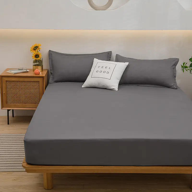 One-piece Japanese-style Solid Color Aloe Vera Cotton Dustproof Bedspread All-inclusive Mattress Protective Cover Non-slip Mattress Cover