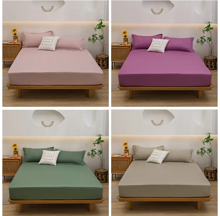 One-piece Japanese-style Solid Color Aloe Vera Cotton Dustproof Bedspread All-inclusive Mattress Protective Cover Non-slip Mattress Cover — feature 15