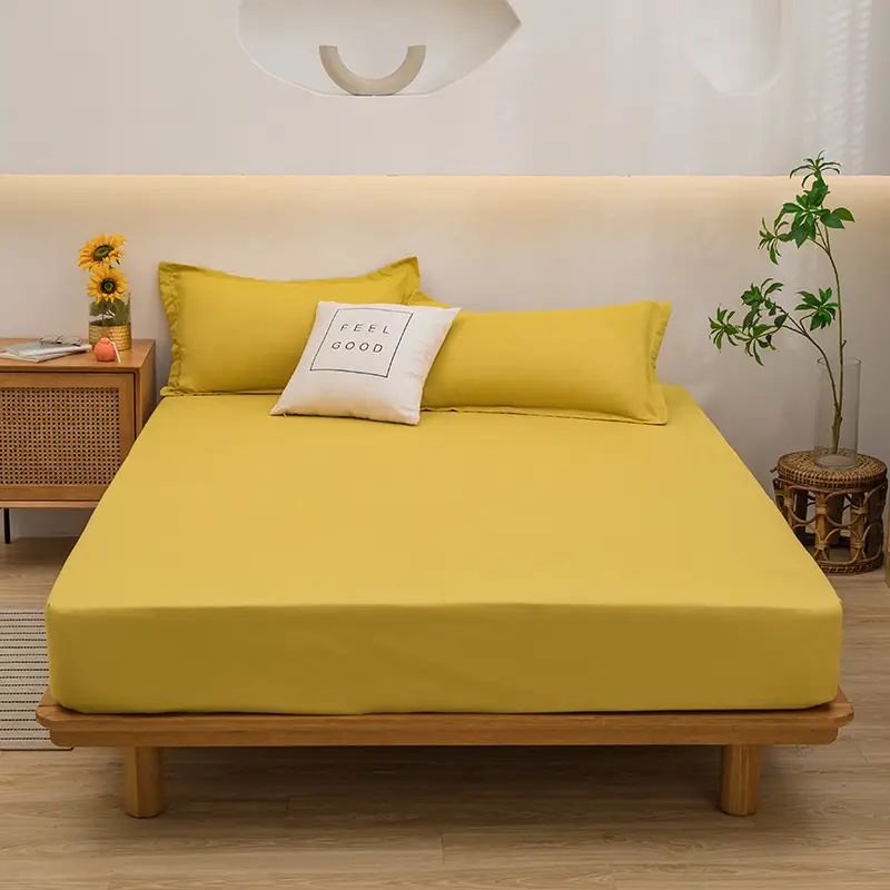 Bright yellow single bed hat