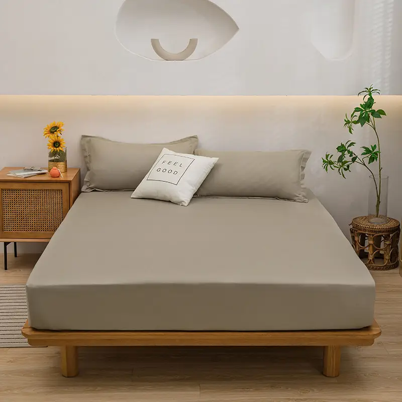 One-piece Japanese-style Solid Color Aloe Vera Cotton Dustproof Bedspread All-inclusive Mattress Protective Cover Non-slip Mattress Cover